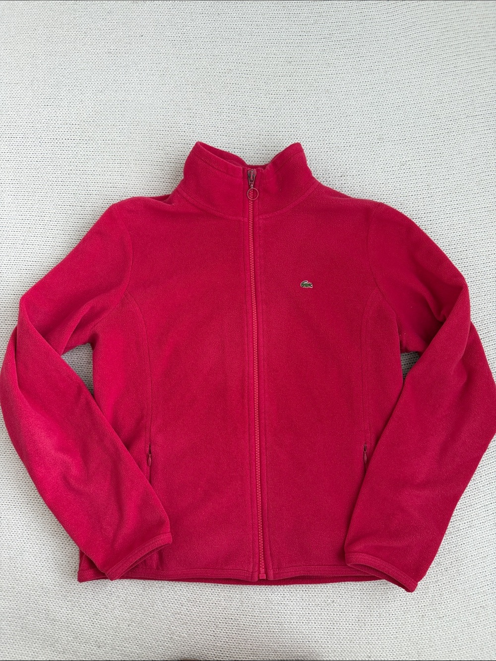 Lacoste Full Zip Fleece Jacket Hot Pink Size 42 (Medium)